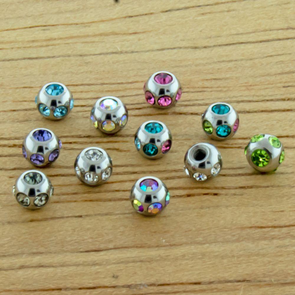 Body Jewelry Parts Steel Externally Threaded Multi-Gem Balls - 1 Piece #SPLT -Rebel Bod-RebelBod