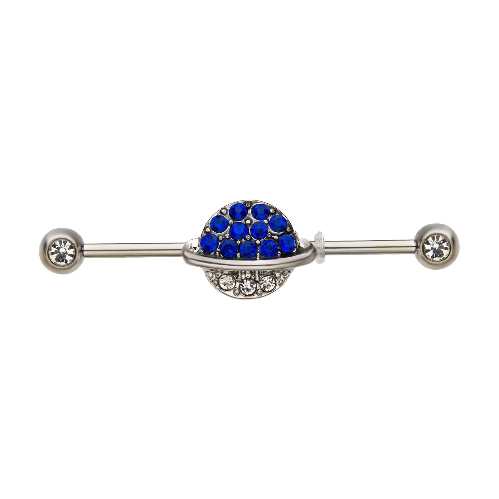 Indistrial Barbell Steel Facing Gems Pave Gem Planet Industrial Barbell -Rebel Bod-RebelBod