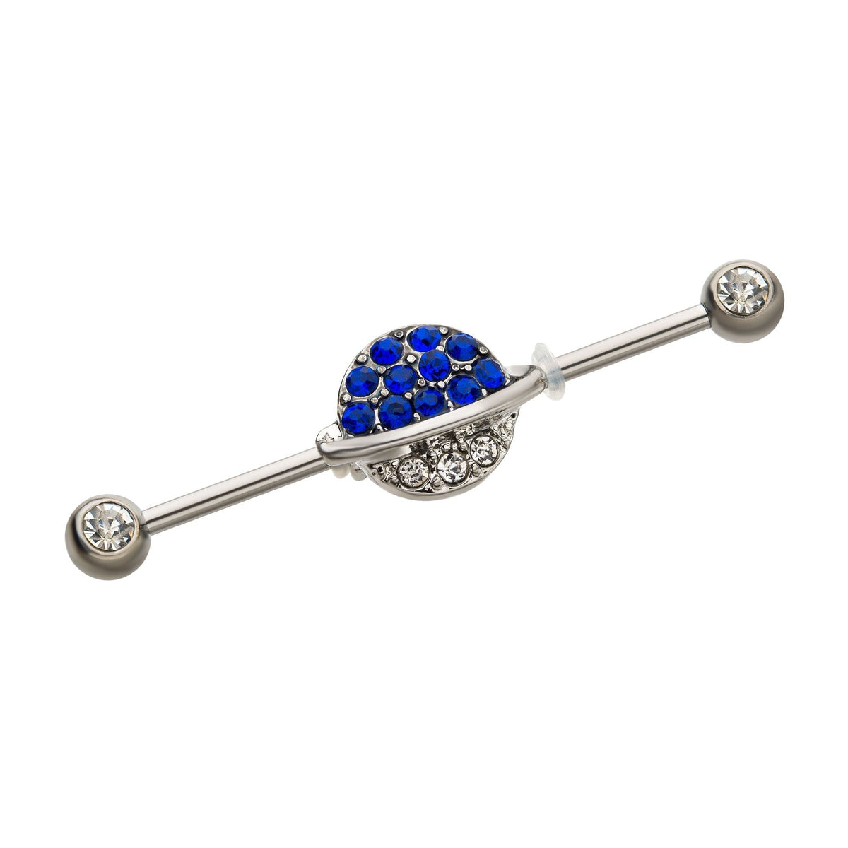 Indistrial Barbell Steel Facing Gems Pave Gem Planet Industrial Barbell -Rebel Bod-RebelBod