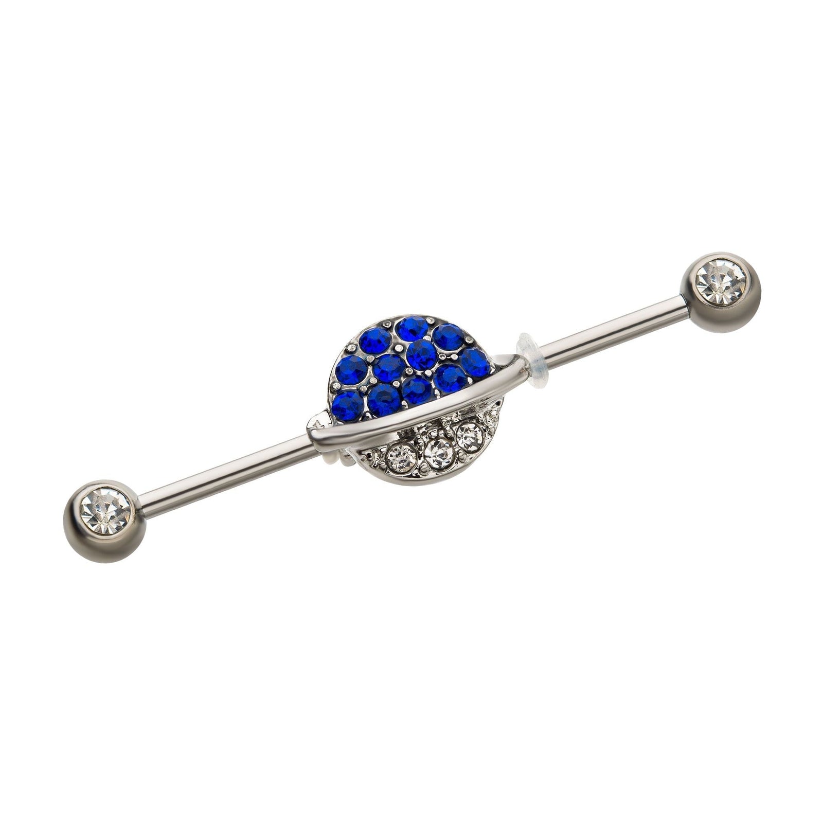 Indistrial Barbell Steel Facing Gems Pave Gem Planet Industrial Barbell -Rebel Bod-RebelBod