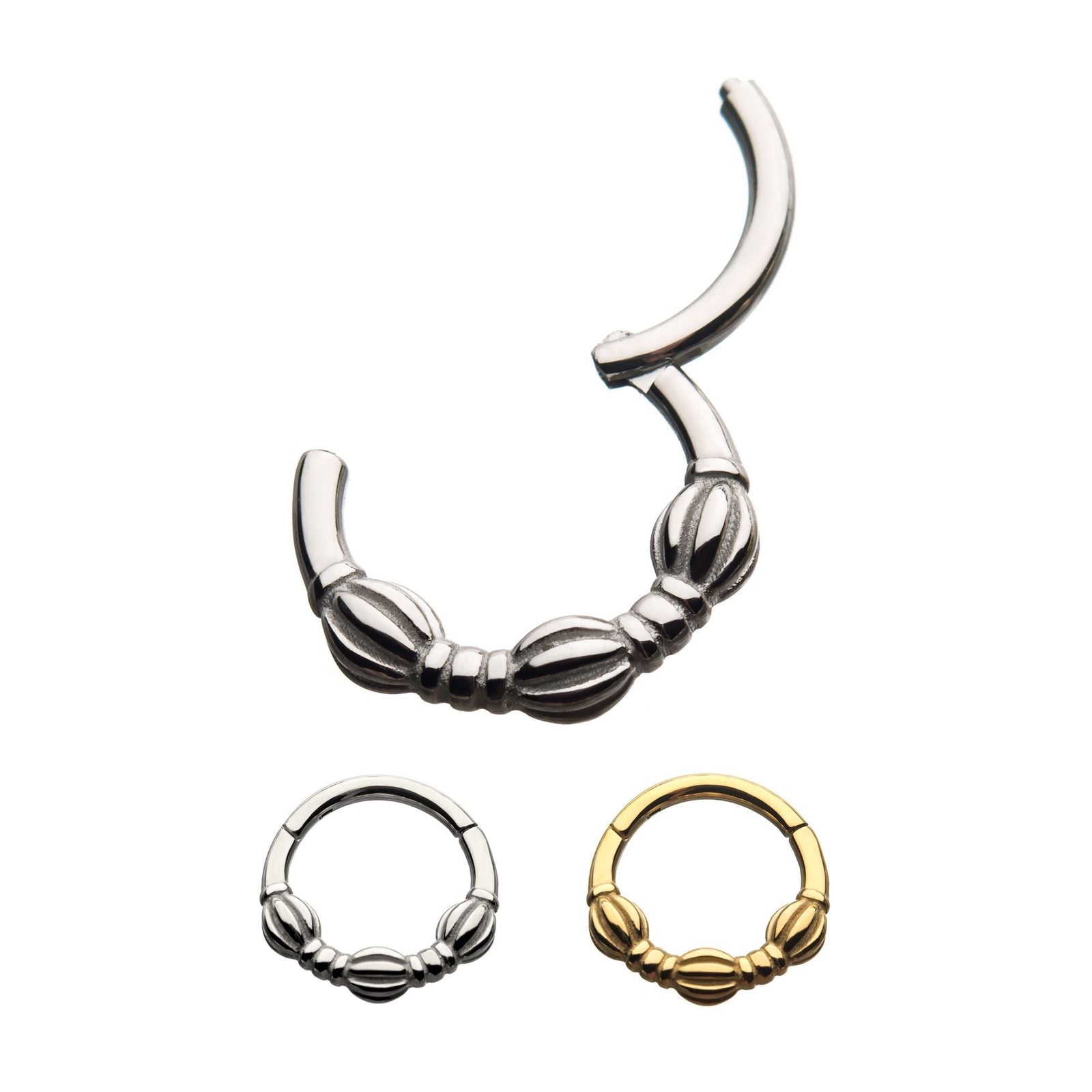 Clicker - Cartilage | Septum Steel Front Facing Balls Hinged Segment Clicker - 1 Piece -Rebel Bod-RebelBod