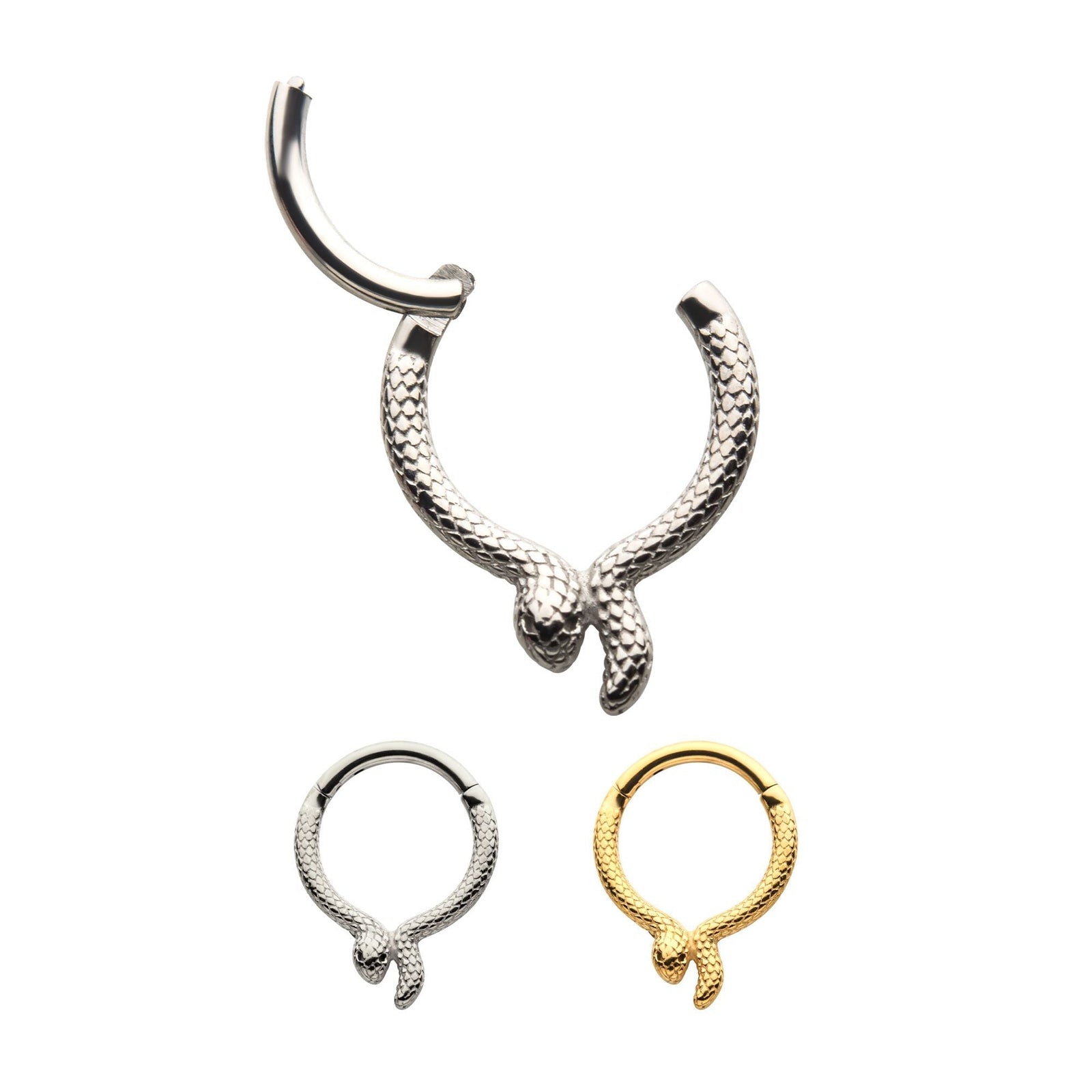 SEAMLESS CLICKER Steel Front Facing Snake Hinged Segment Clicker -Rebel Bod-RebelBod