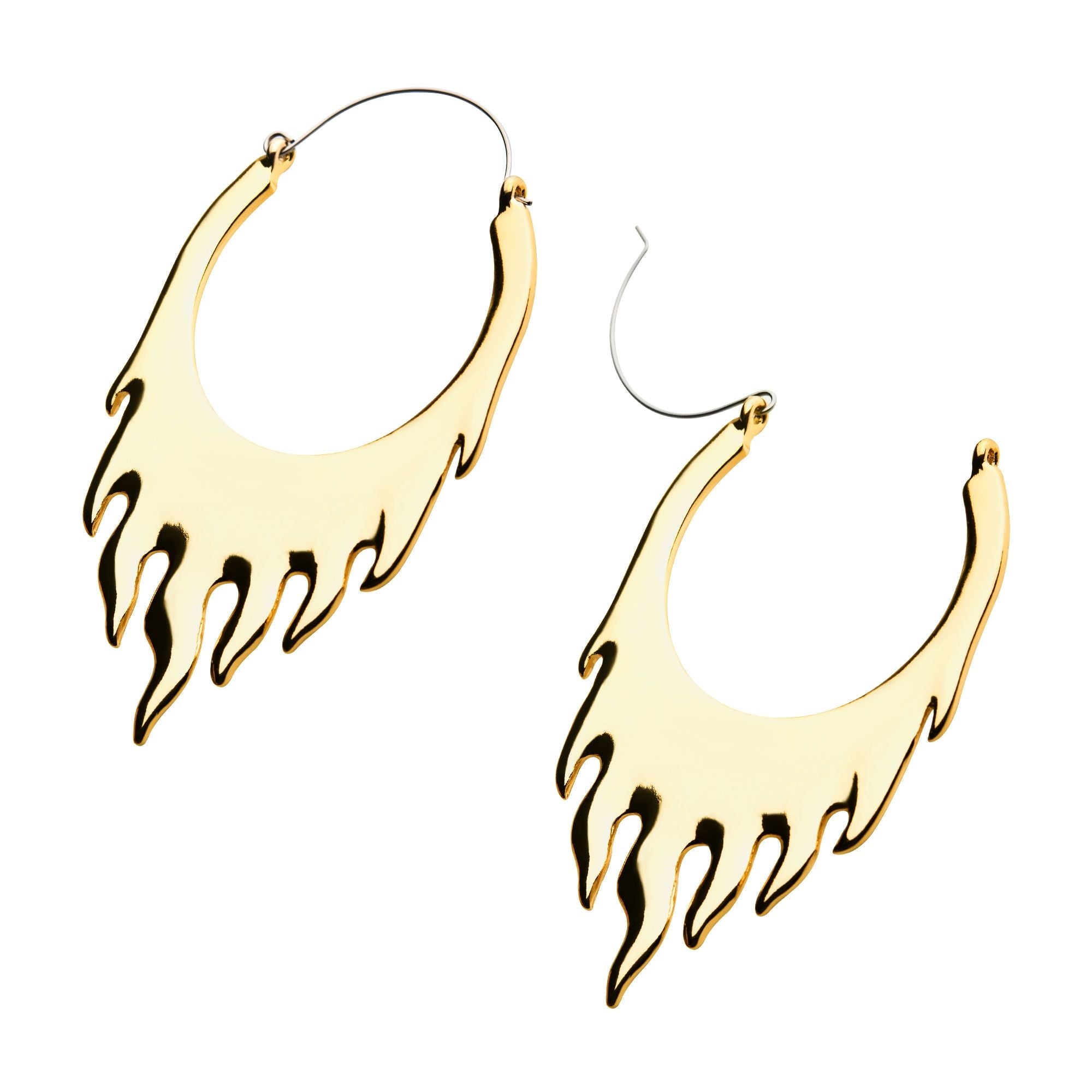 Tapers - Hanging Steel Gold PVD Fire Plug Hoops -Rebel Bod-RebelBod