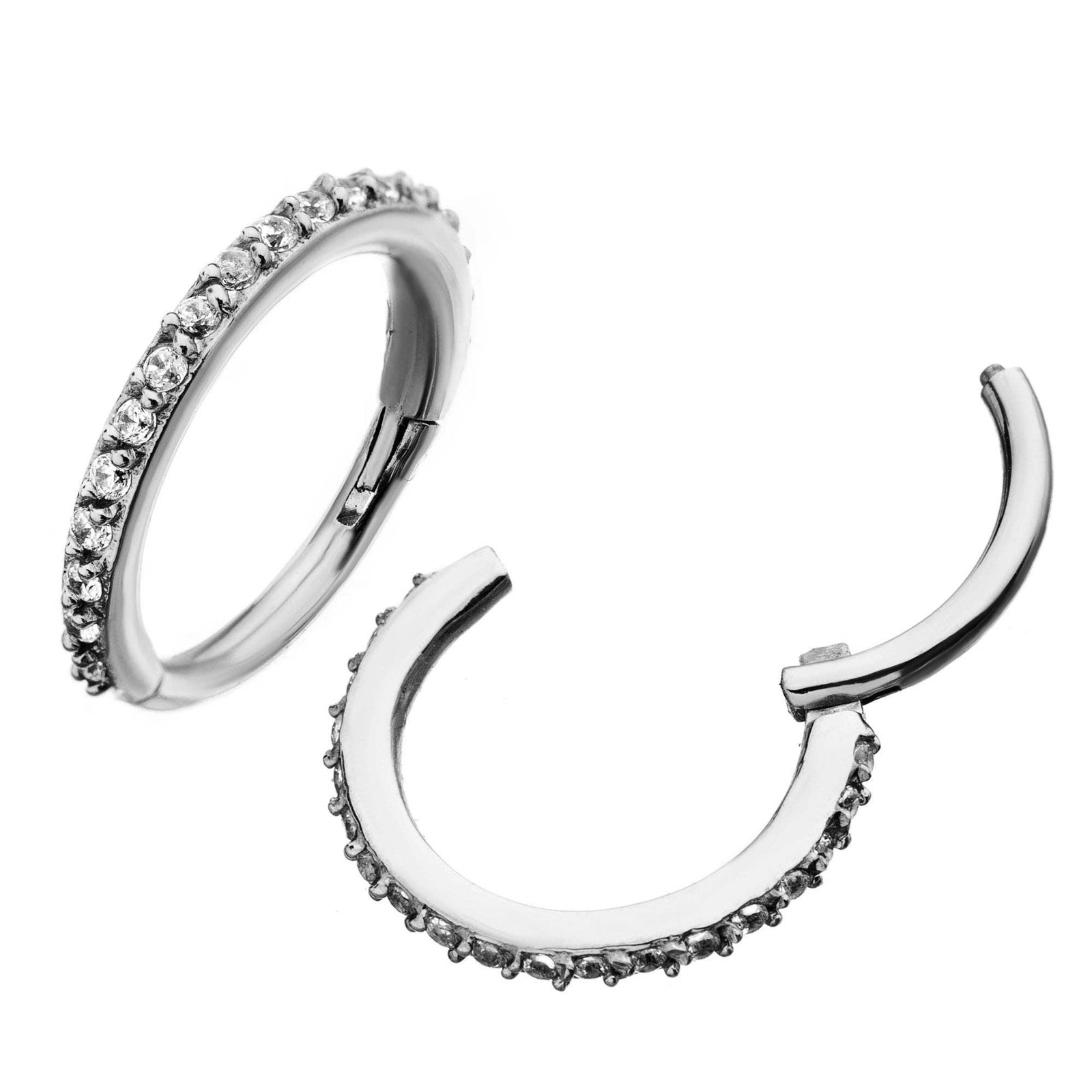 Clicker Hinged Segment Ring Prong Set Clear CZ Gem