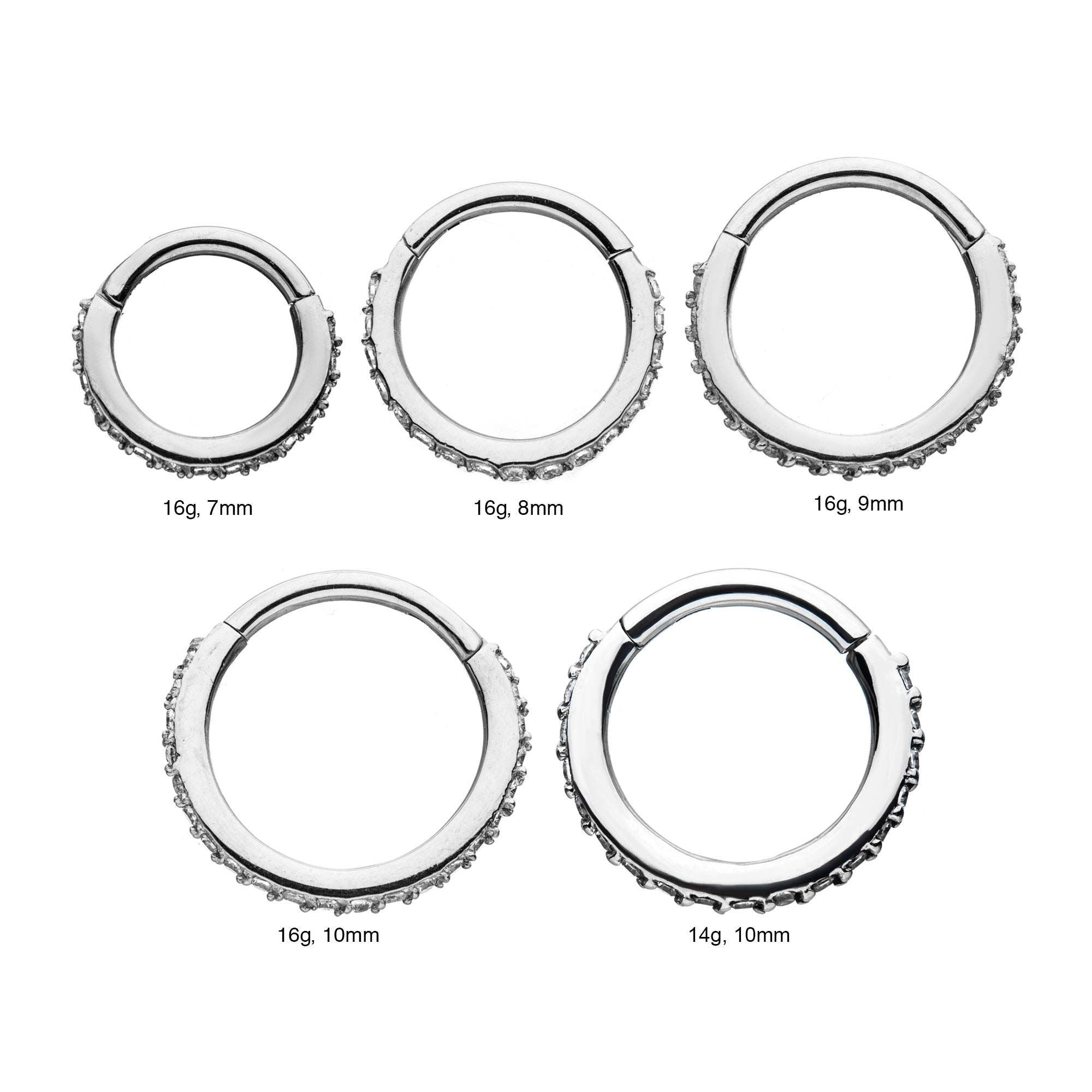 Clicker Hinged Segment Ring Prong Set Clear CZ Gem sbvsgrh03c16c