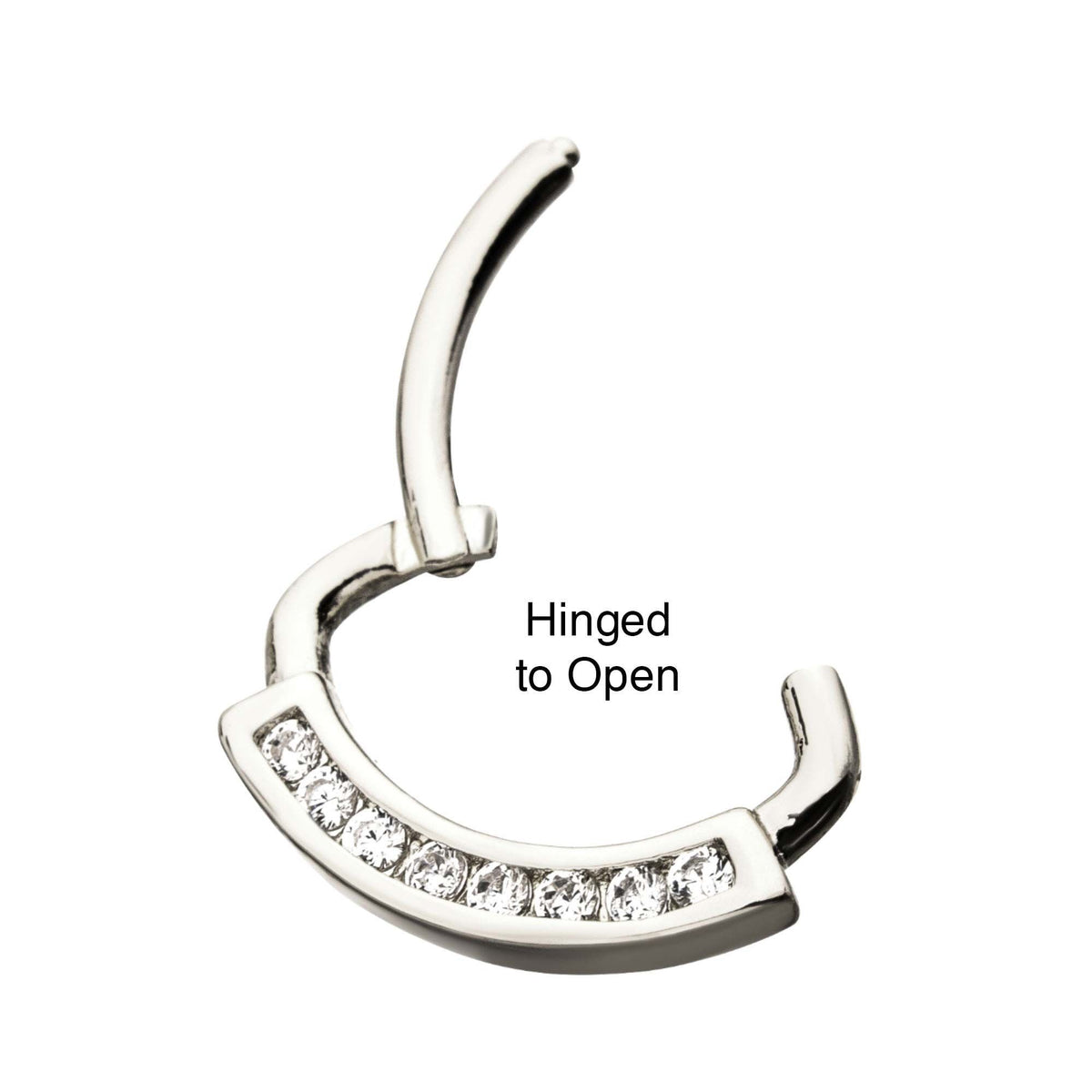 Clicker Hinged Segment Ring Prong Set Clear CZ Gem