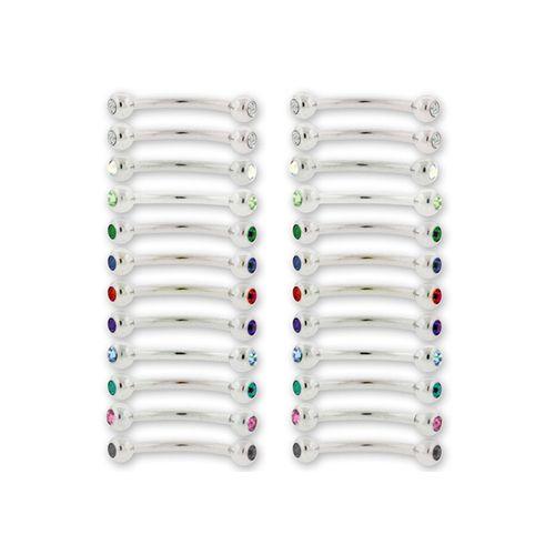 CURVED BARBELL Steel Internally Threaded Gem Eyebrow Curve Assortments - 1 Piece -Rebel Bod-RebelBod