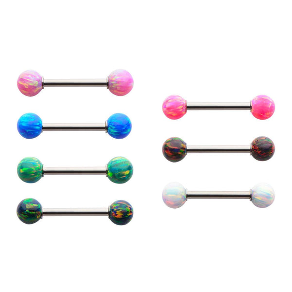 Nipple Bar 5mm Synthetic Opal Balls - 1 Pair sbvbs441opal - Rebel Bod