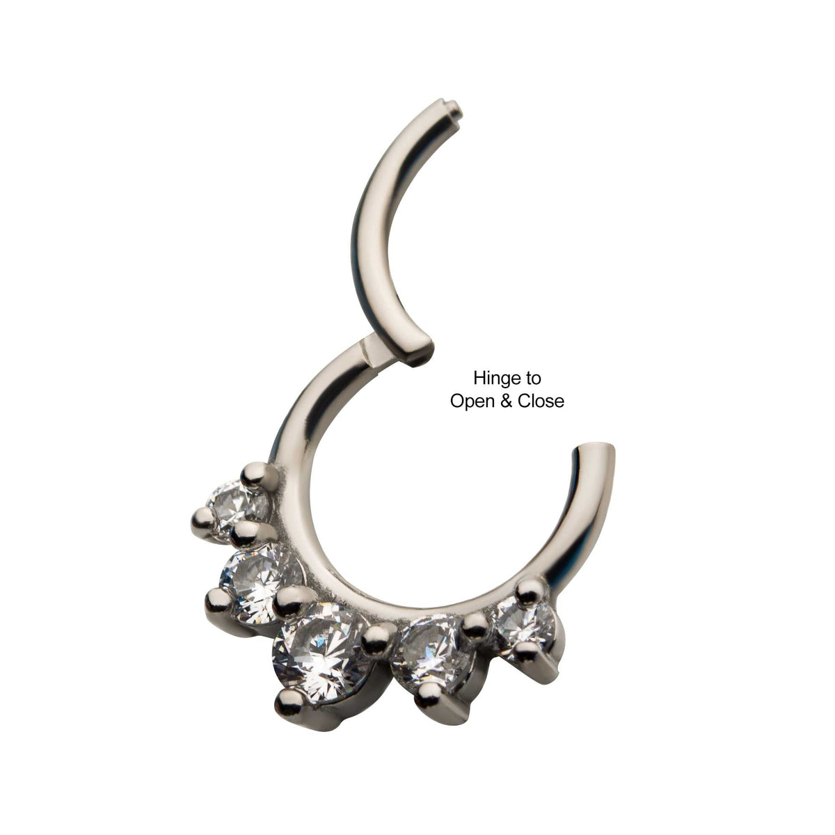SEAMLESS CLICKER Steel Prong Set 5 Clear CZ Front Facing Hinged Segment Clicker sgrhb7161 -Rebel Bod-RebelBod