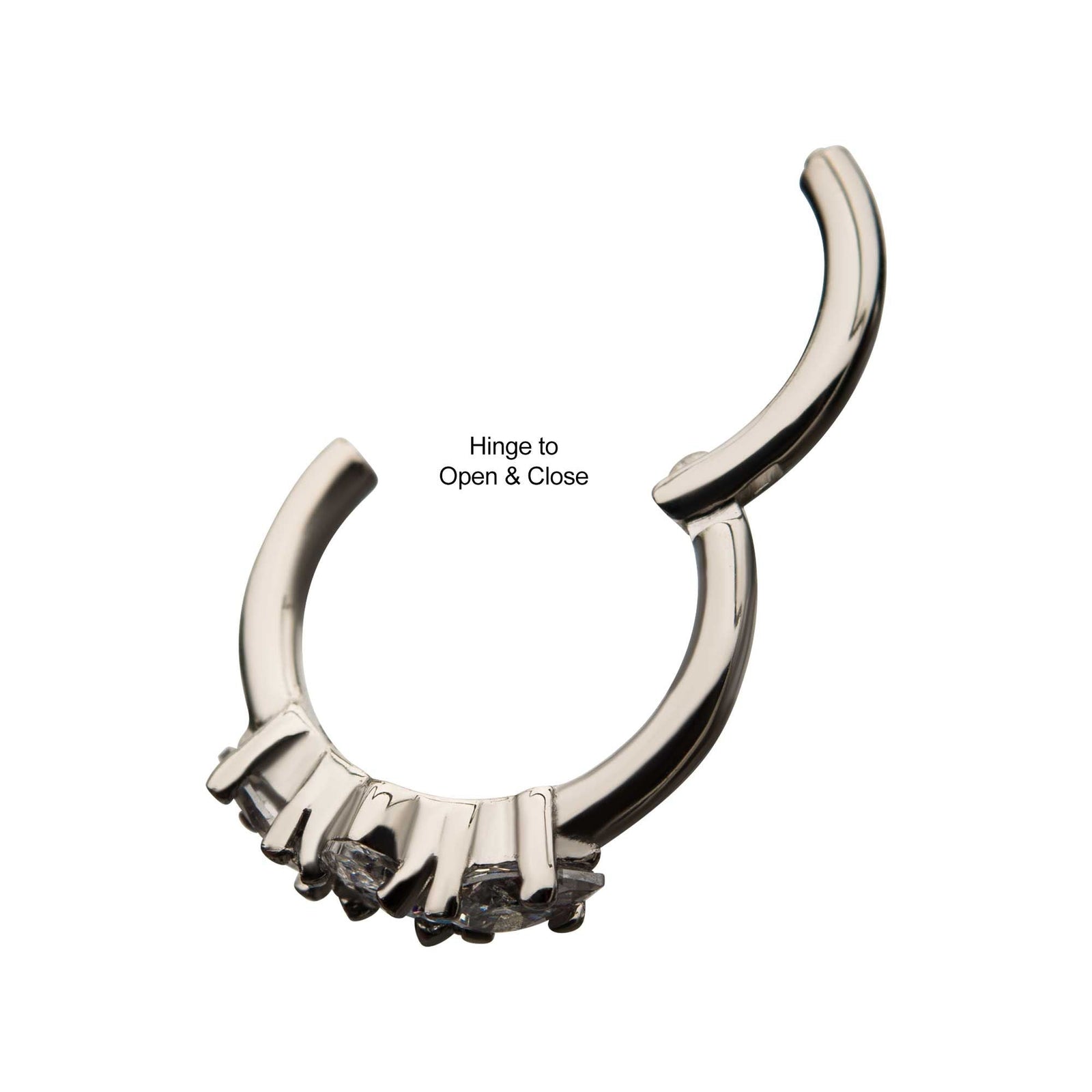 Clicker - Cartilage | Septum Steel Prong Set Teardrop Marquis Clear AAA CZ Side Facing Hinged Segment Clicker - 1 Piece -Rebel Bod-RebelBod