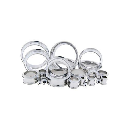 Tunnels - Single Flare Steel Single Flare Tunnels With Clear Oring - 1 Piece#SPLT#2 -Rebel Bod-RebelBod