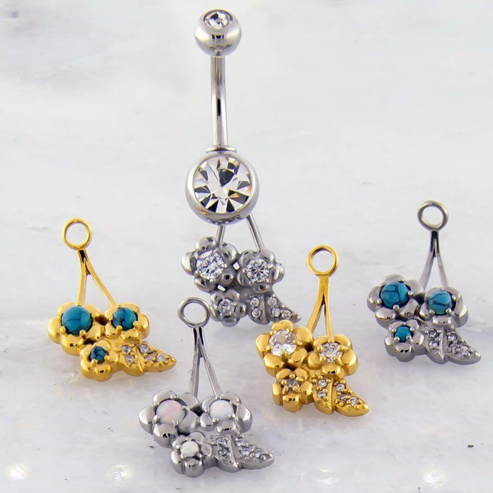 Steel Stone Flower Navel Hanger - 1 Piece -Rebel Bod-RebelBod