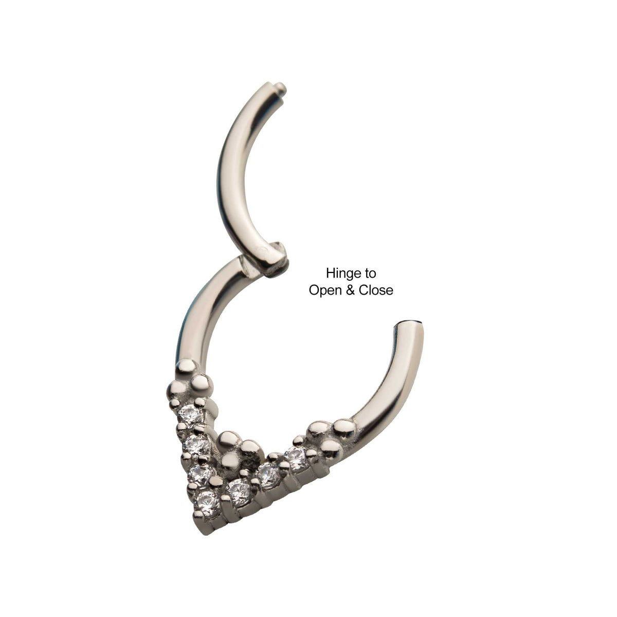 Clicker - Cartilage | Septum Steel Tri-beads Prong Set 7pcs Clear Black AAA CZ Front Facing Hinged Segment Clicker - 1 Piece -Rebel Bod-RebelBod