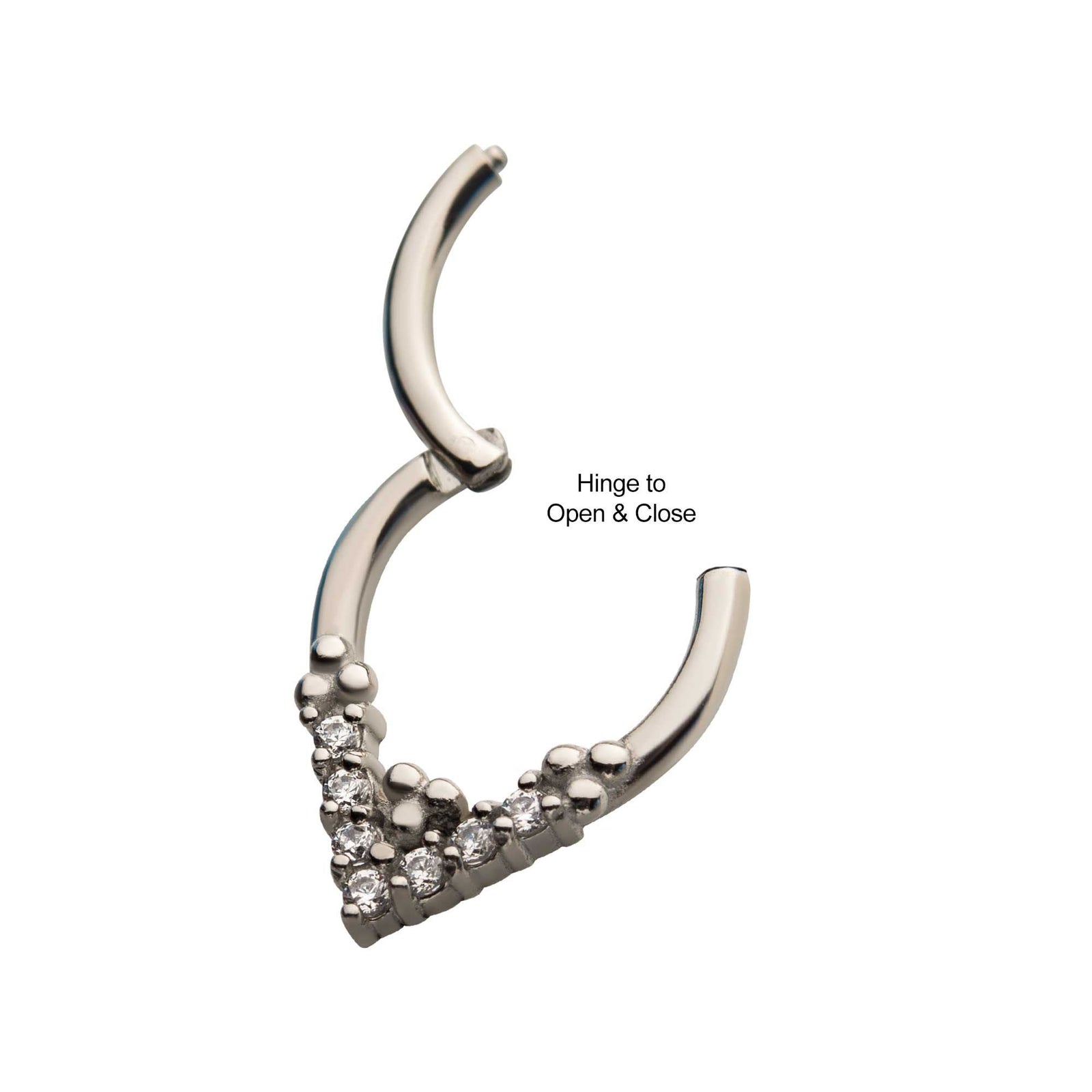 Clicker - Cartilage | Septum Steel Tri-beads Prong Set 7pcs Clear Black AAA CZ Front Facing Hinged Segment Clicker - 1 Piece -Rebel Bod-RebelBod