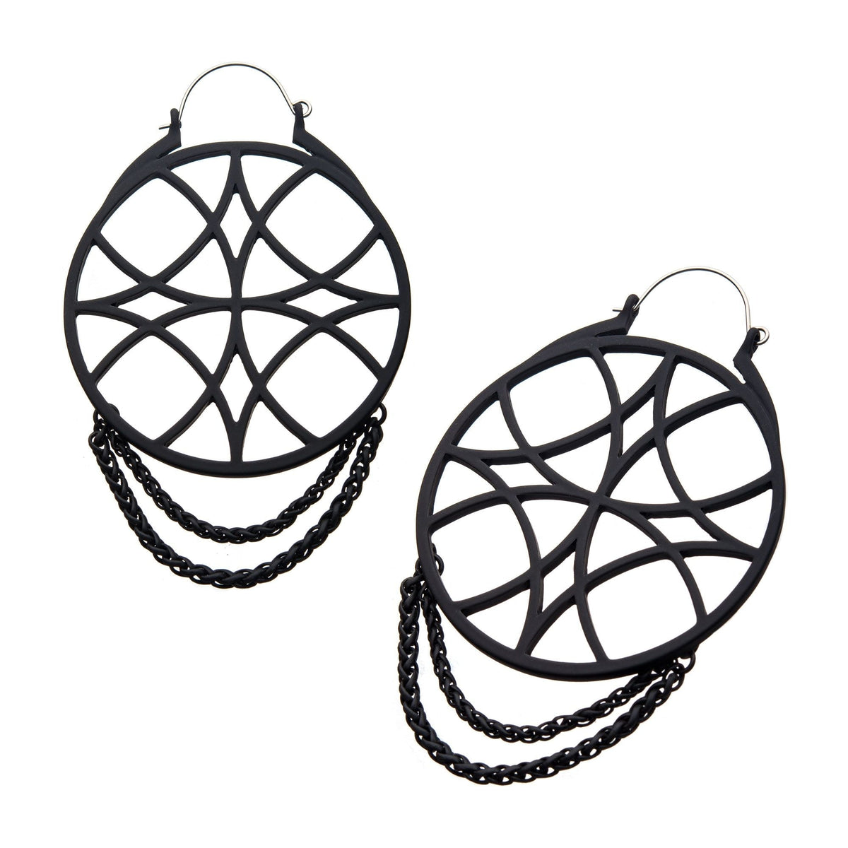 Tapers - Hanging Steelies Web Chain Plug Hoops -Rebel Bod-RebelBod