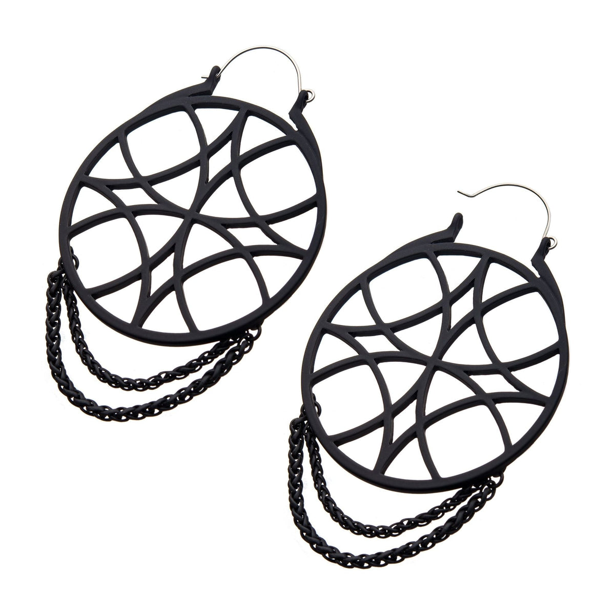Tapers - Hanging Steelies Web Chain Plug Hoops -Rebel Bod-RebelBod