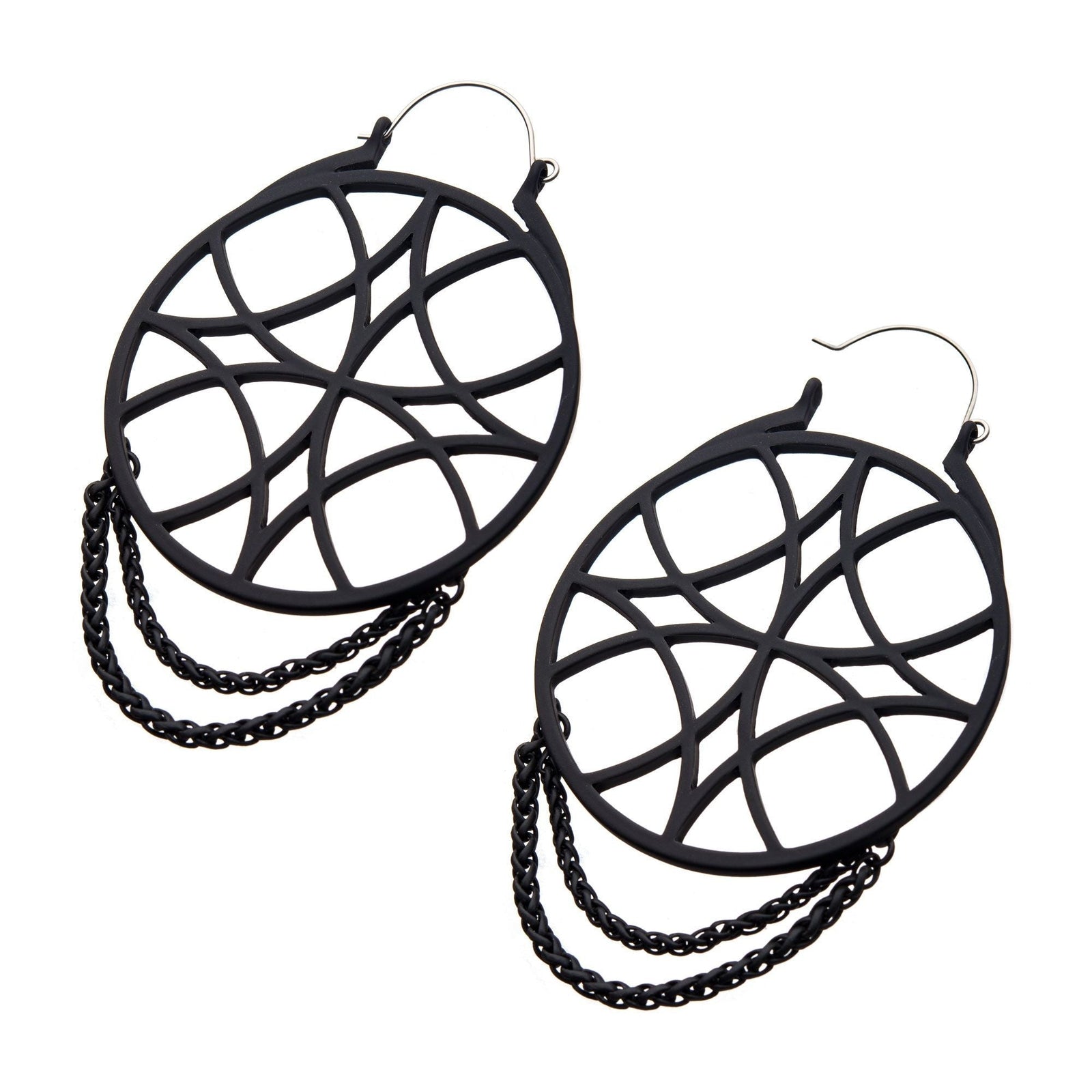 Tapers - Hanging Steelies Web Chain Plug Hoops -Rebel Bod-RebelBod