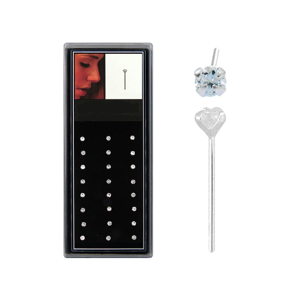 Nose Ring - Nose Pin Sterling Silver Straight Pin 25mm Tops - 1 Pack -Rebel Bod-RebelBod