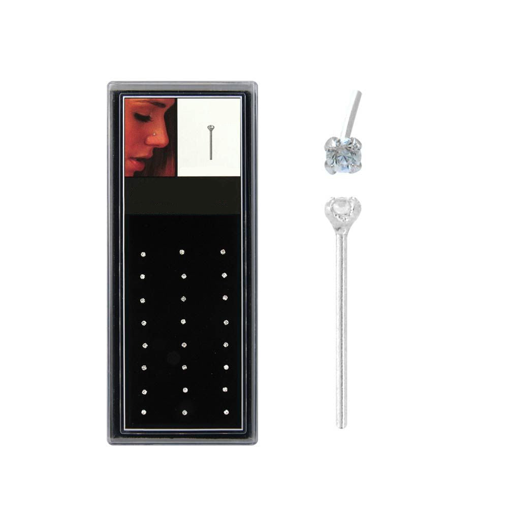 Nose Ring - Nose Pin Sterling Silver Straight Pin 2mm Tops - 1 Pack -Rebel Bod-RebelBod