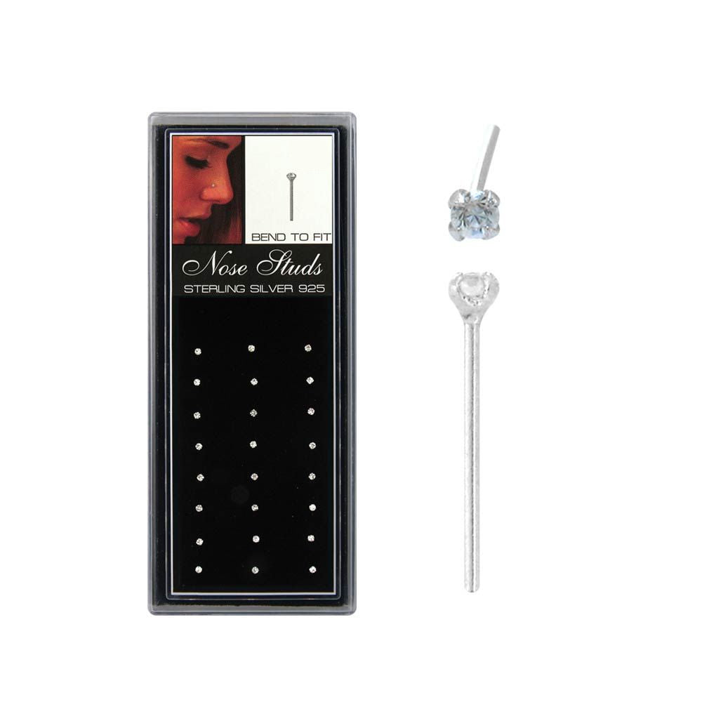 Nose Ring - Nose Pin Sterling Silver Straight Pin 2mm Tops - 1 Pack -Rebel Bod-RebelBod