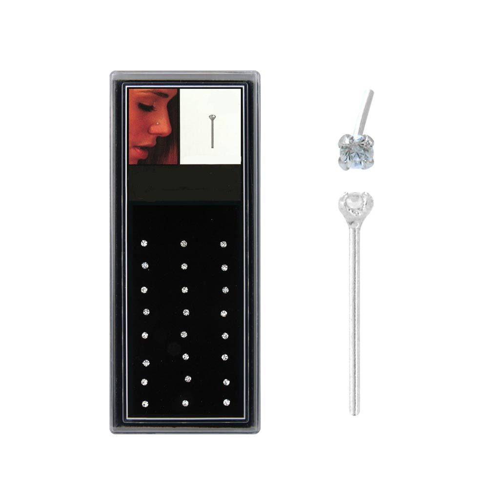 Nose Ring - Nose Pin Sterling Silver Straight Pin 3mm Tops - 1 Pack -Rebel Bod-RebelBod