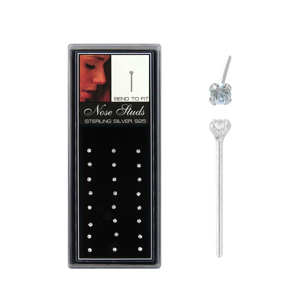 Nose Ring - Nose Pin Sterling Silver Straight Pin 3mm Tops - 1 Pack -Rebel Bod-RebelBod