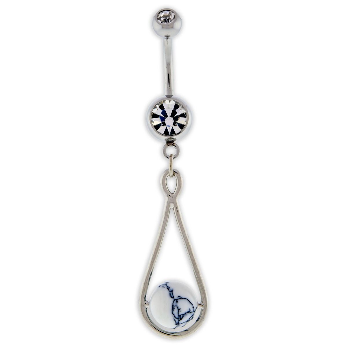 Belly Ring - No Dangle Stone Accent Navel Ring - 1 Piece -Rebel Bod-RebelBod