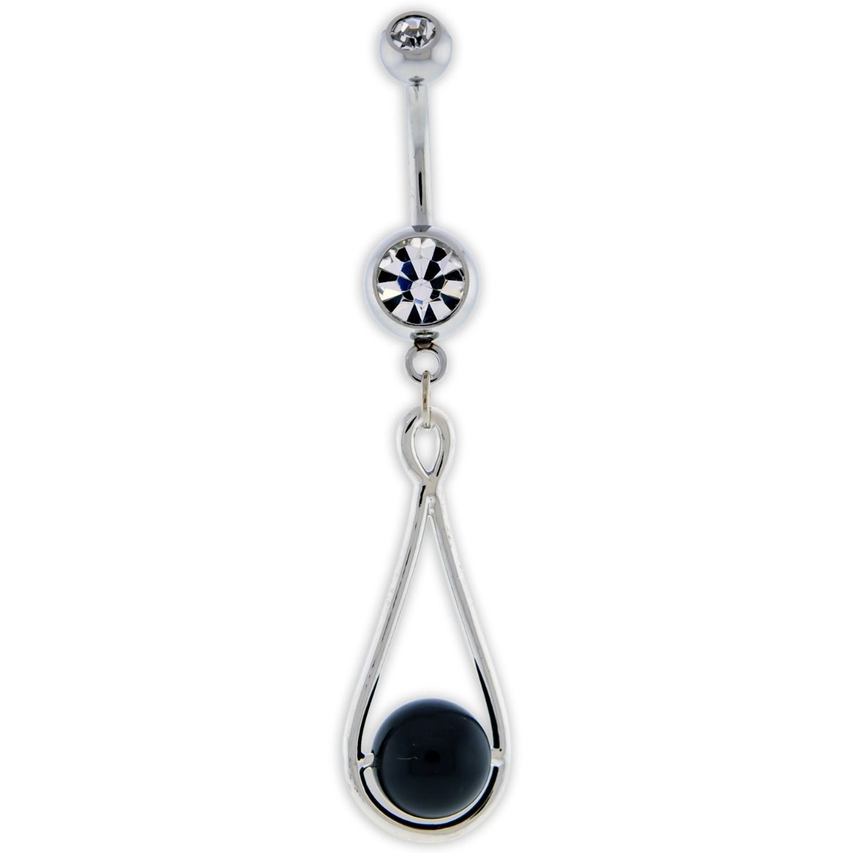 Belly Ring - No Dangle Stone Accent Navel Ring - 1 Piece -Rebel Bod-RebelBod