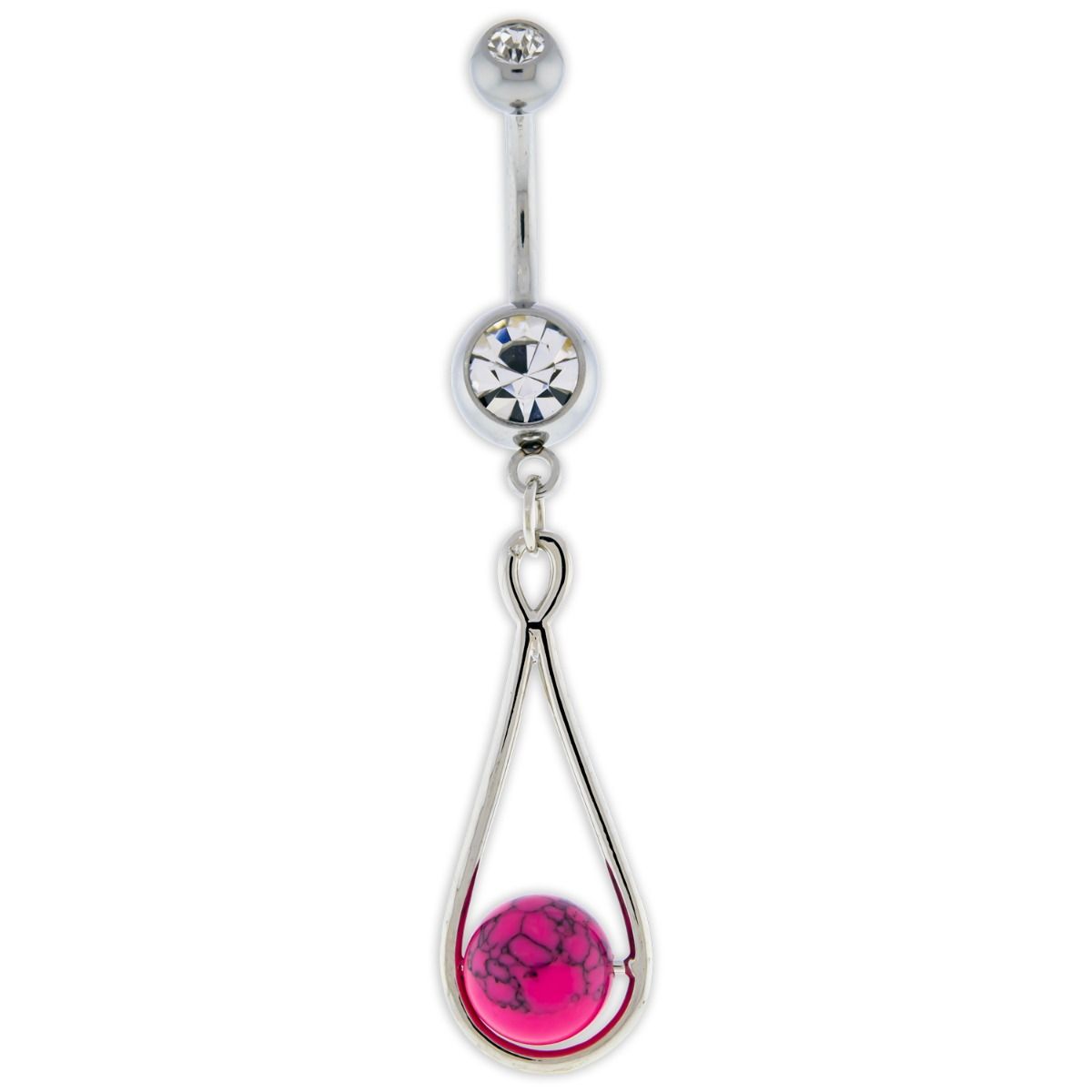 Belly Ring - No Dangle Stone Accent Navel Ring - 1 Piece -Rebel Bod-RebelBod