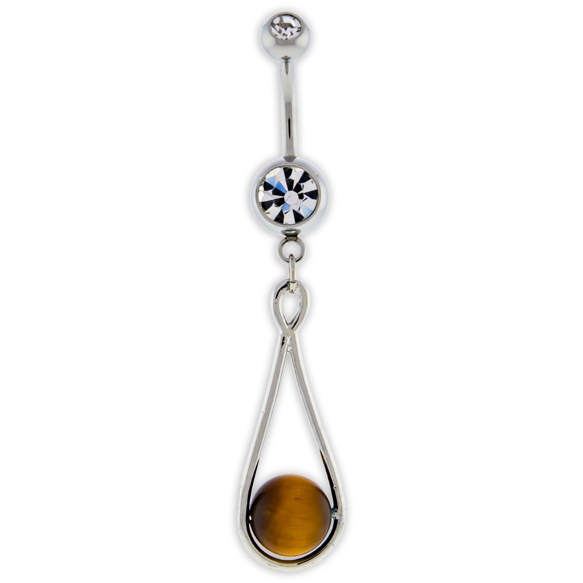 Belly Ring - No Dangle Stone Accent Navel Ring - 1 Piece -Rebel Bod-RebelBod