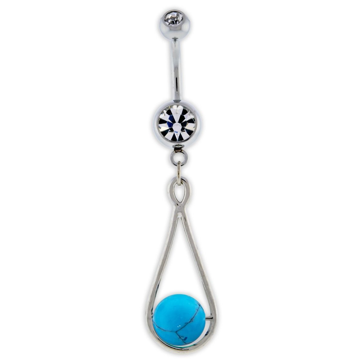 Belly Ring - No Dangle Stone Accent Navel Ring - 1 Piece -Rebel Bod-RebelBod