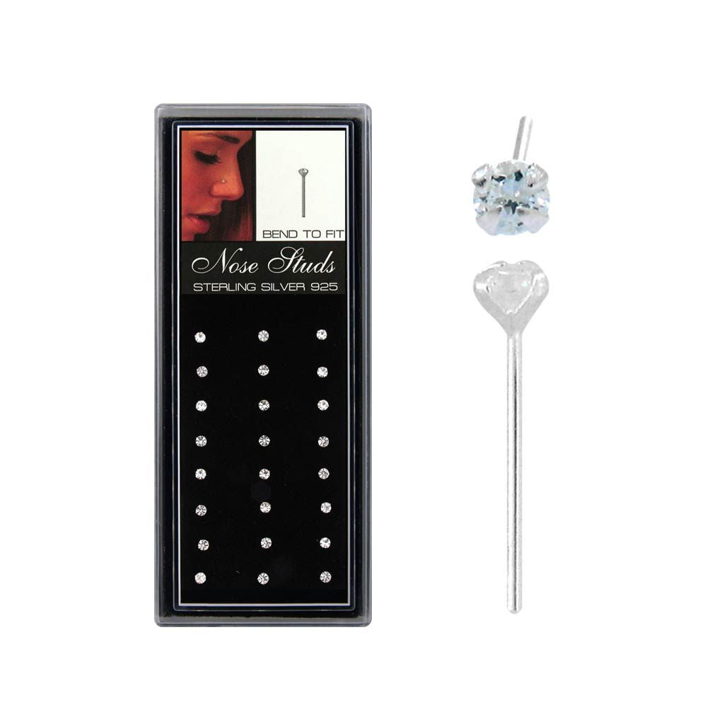 Nose Ring - Nose Pin Sterling Silver Straight Pin 25mm Tops - 1 Pack -Rebel Bod-RebelBod