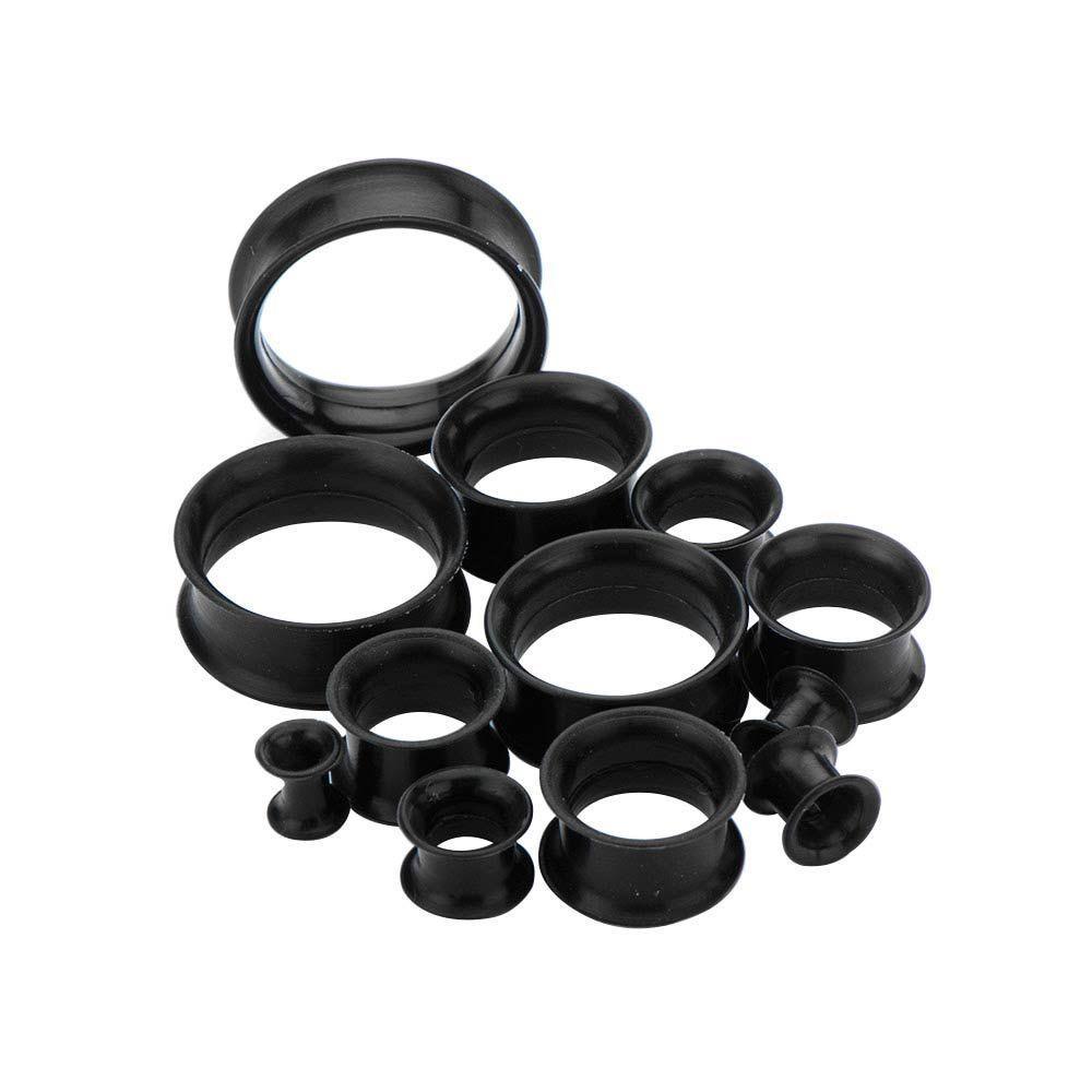 Super Thin Walled Black Silicone Tunnel Plugs - 1 Pair  sbvpslhl2k