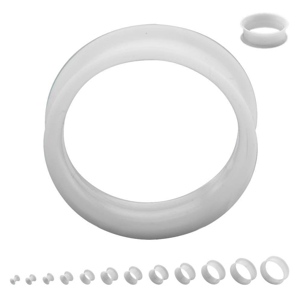 Tunnels - Double Flare Super Thin Walled White Silicone Tunnel Plugs - 1 Pair  sbvpslhl2wh -Rebel Bod-RebelBod