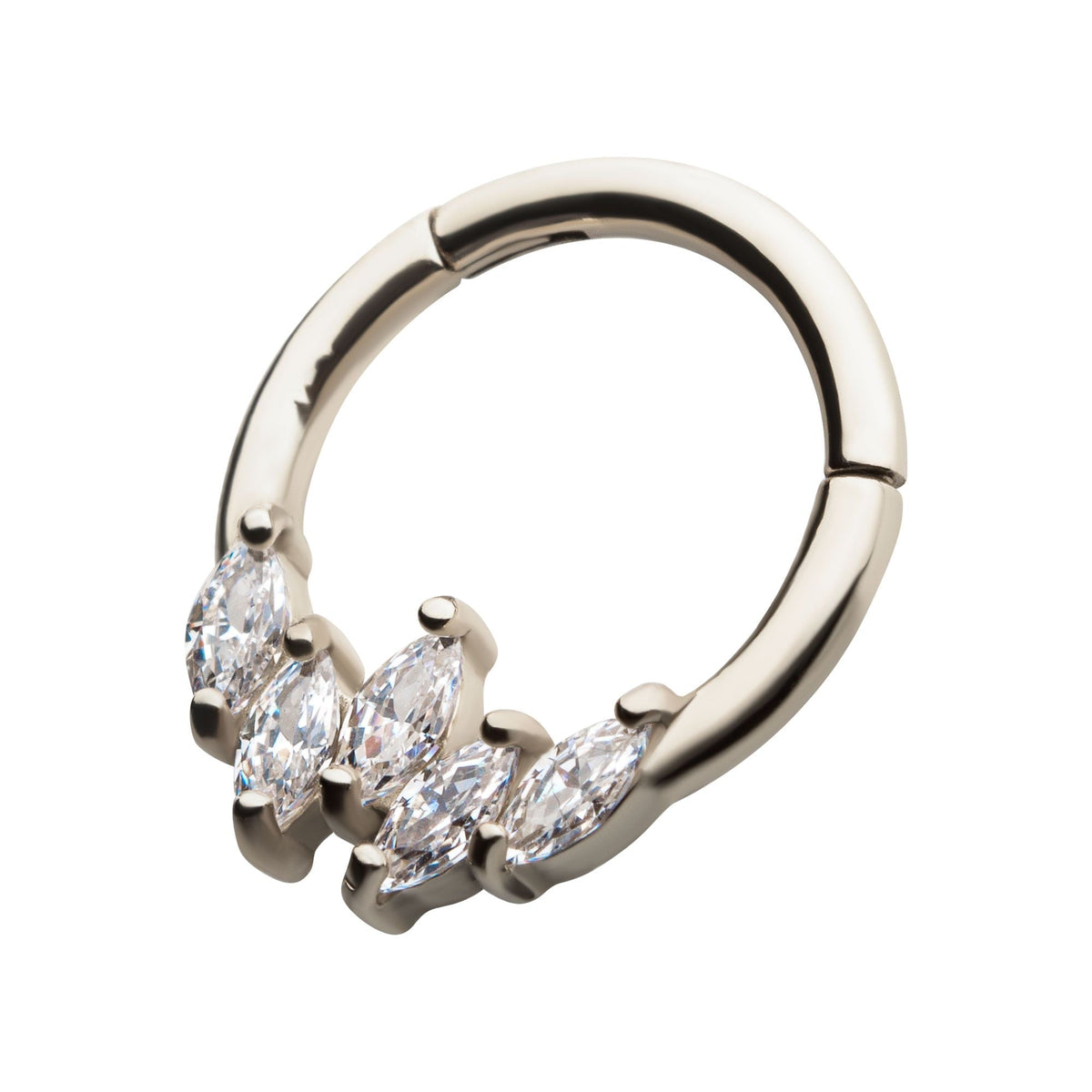 Clicker - Cartilage | Septum Surgical Steel 5pcs Marquise Cluster AAA CZ Front Facing Hinged Segment Clicker - 1 Piece -Rebel Bod-RebelBod