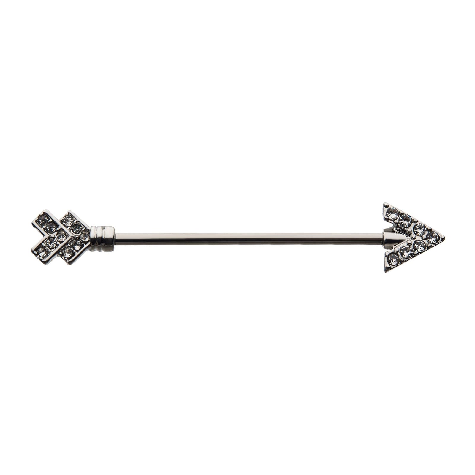 Indistrial Barbell Surgical Steel Clear CZ Arrow Industrial Barbell -Rebel Bod-RebelBod