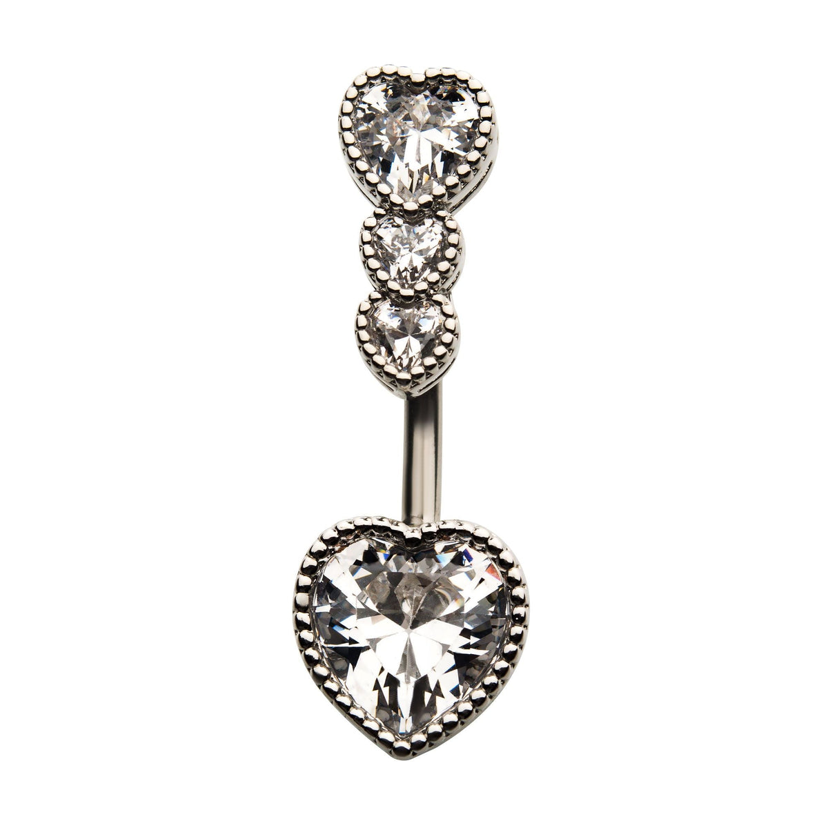 Belly Surgical Steel Clear CZ Heart Fixed Navel bna2079c -Rebel Bod-RebelBod