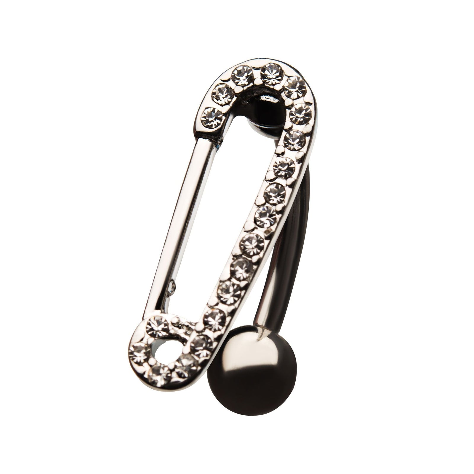 Belly Surgical Steel Clear CZ Safety Pin Top Down Navel bna2120c -Rebel Bod-RebelBod