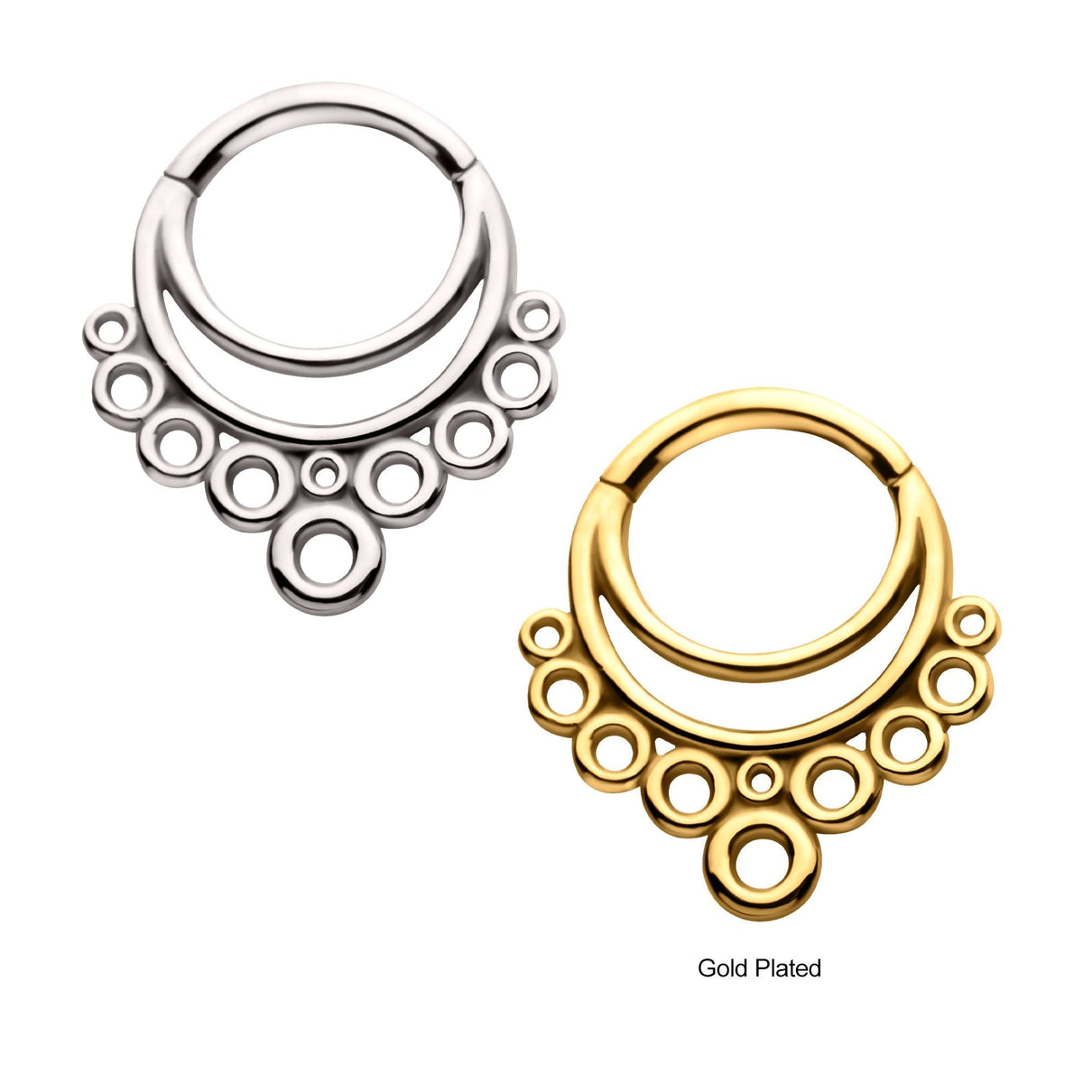 Clicker - Cartilage | Septum Surgical Steel Double Hoop Multiple Circles Front Facing Hinged Segment Clicker - 1 Piece -Rebel Bod-RebelBod