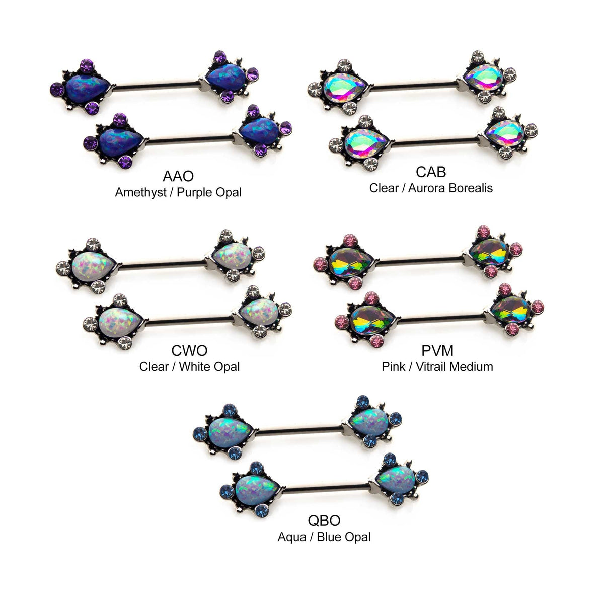 Nipple Surgical Steel Forward Facing Teardrop Filigree Nipple Barbell  np2074-pr -Rebel Bod-RebelBod