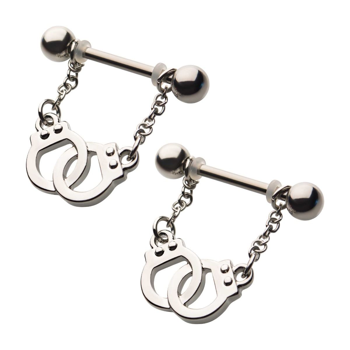 Nipple Surgical Steel Handcuff Chain Dangle Nipple Barbell Stirrup Jewelry -Rebel Bod-RebelBod