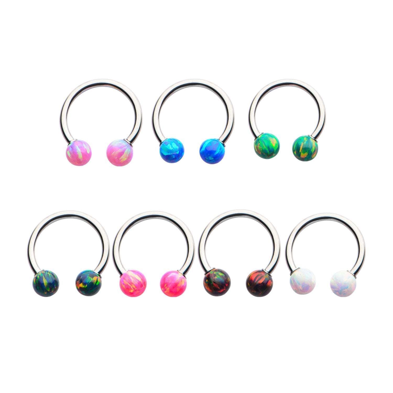 Surgical Steel Circular Barbell Horseshoe Barbell Synthetic Opal Balls