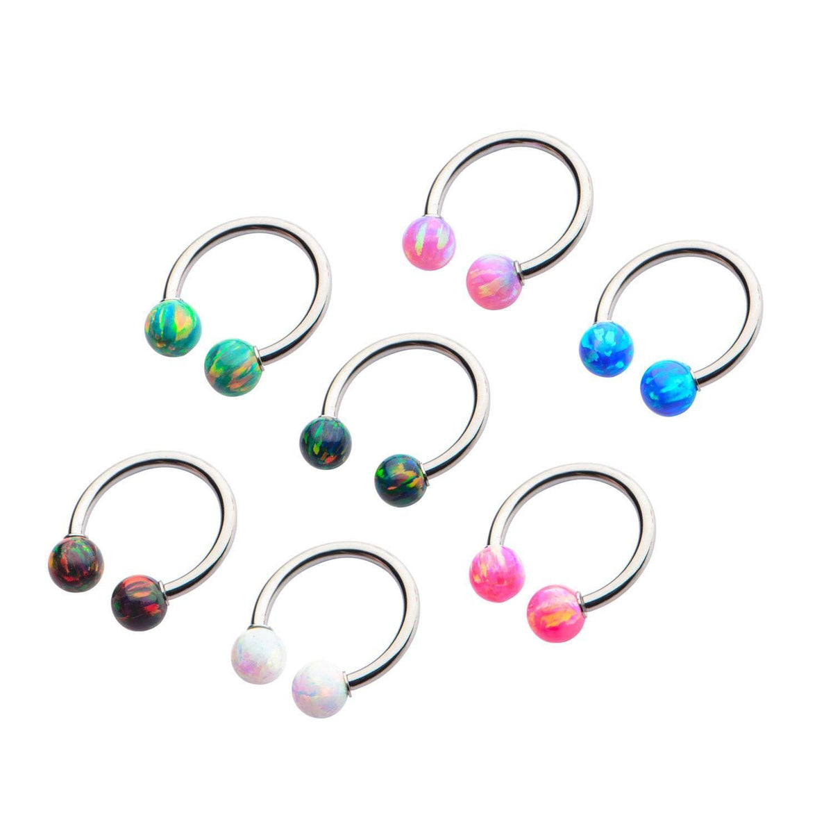 Surgical Steel Circular Barbell Horseshoe Barbell Synthetic Opal Balls