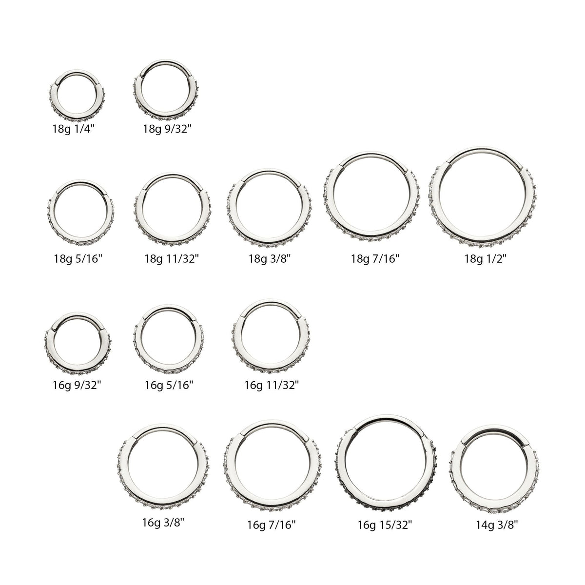 Nose Surgical Steel Prong Set Clear CZ Eternity Gem Side Facing Hinged Segment Clicker sgrh03c16c -Rebel Bod-RebelBod