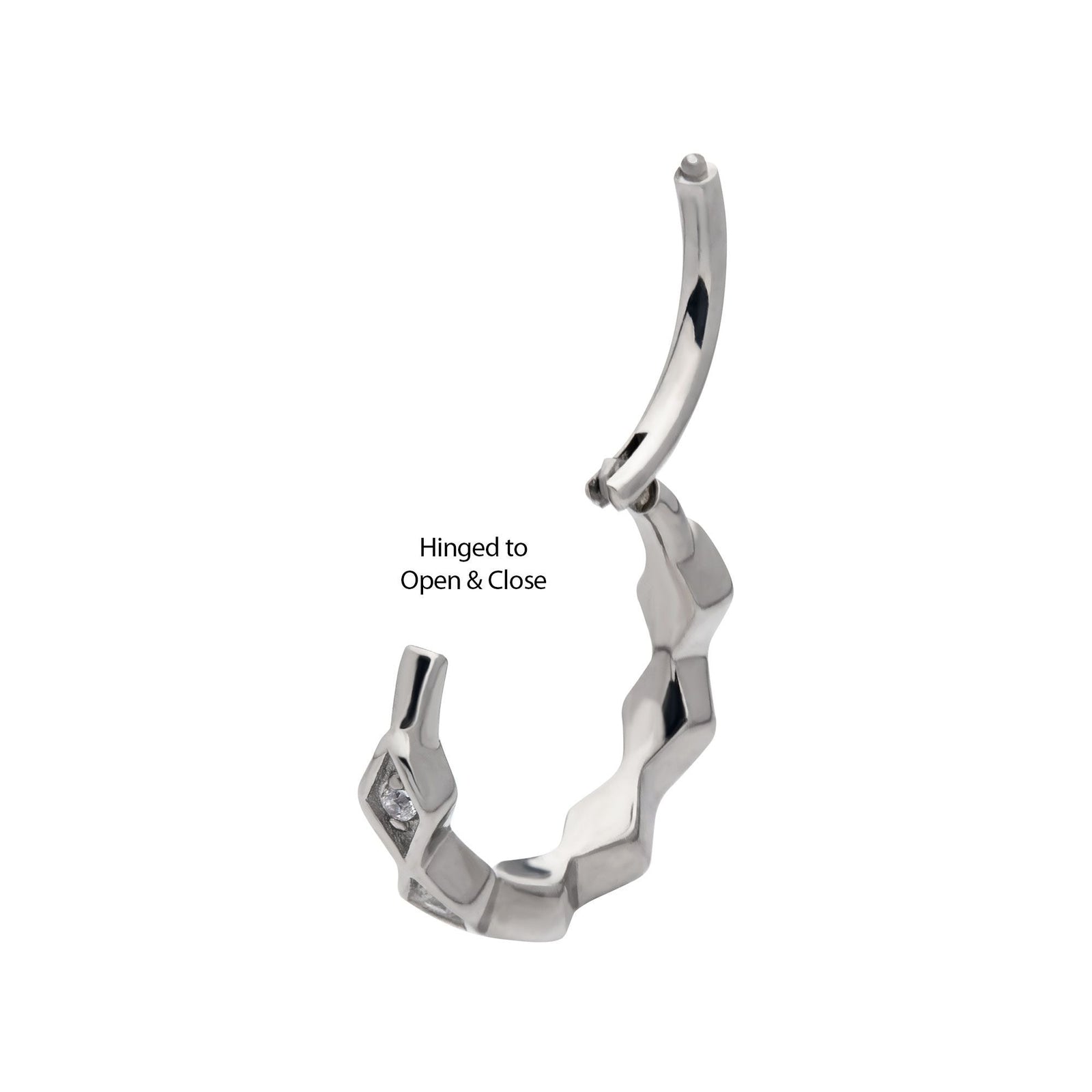 Clicker - Cartilage | Septum Surgical Steel Prong Set CZ 6-Cluster Diamond Shape Side Facing Hinged Segment Clicker - 1 Piece -Rebel Bod-RebelBod