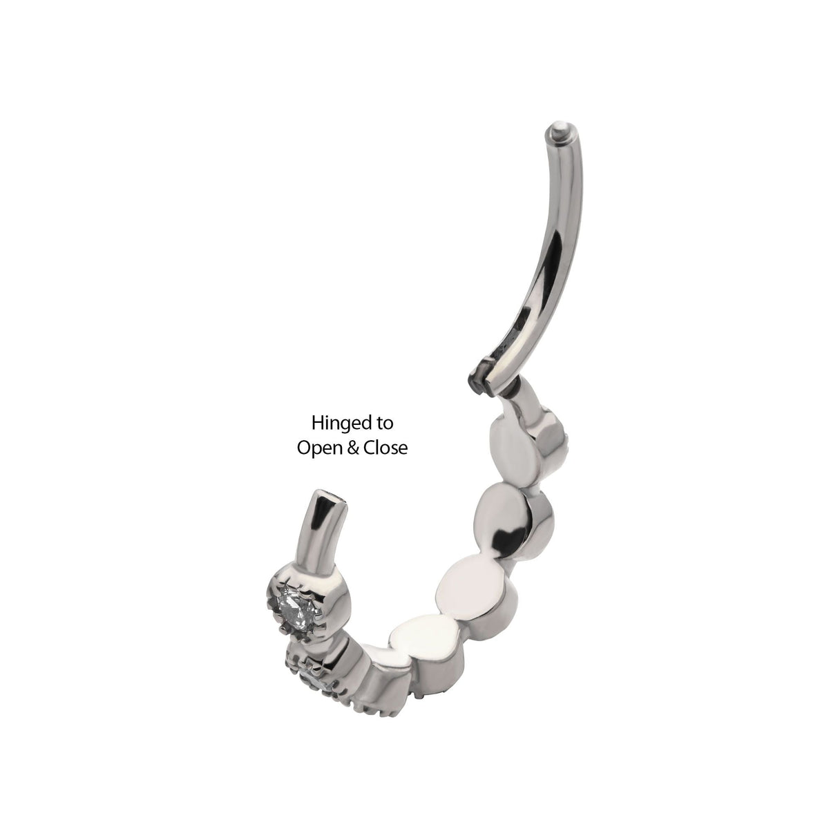 Clicker - Cartilage | Septum Surgical Steel Prong Set CZ 7-Cluster Round Shape Side Facing Hinged Segment Clicker - 1 Piece -Rebel Bod-RebelBod