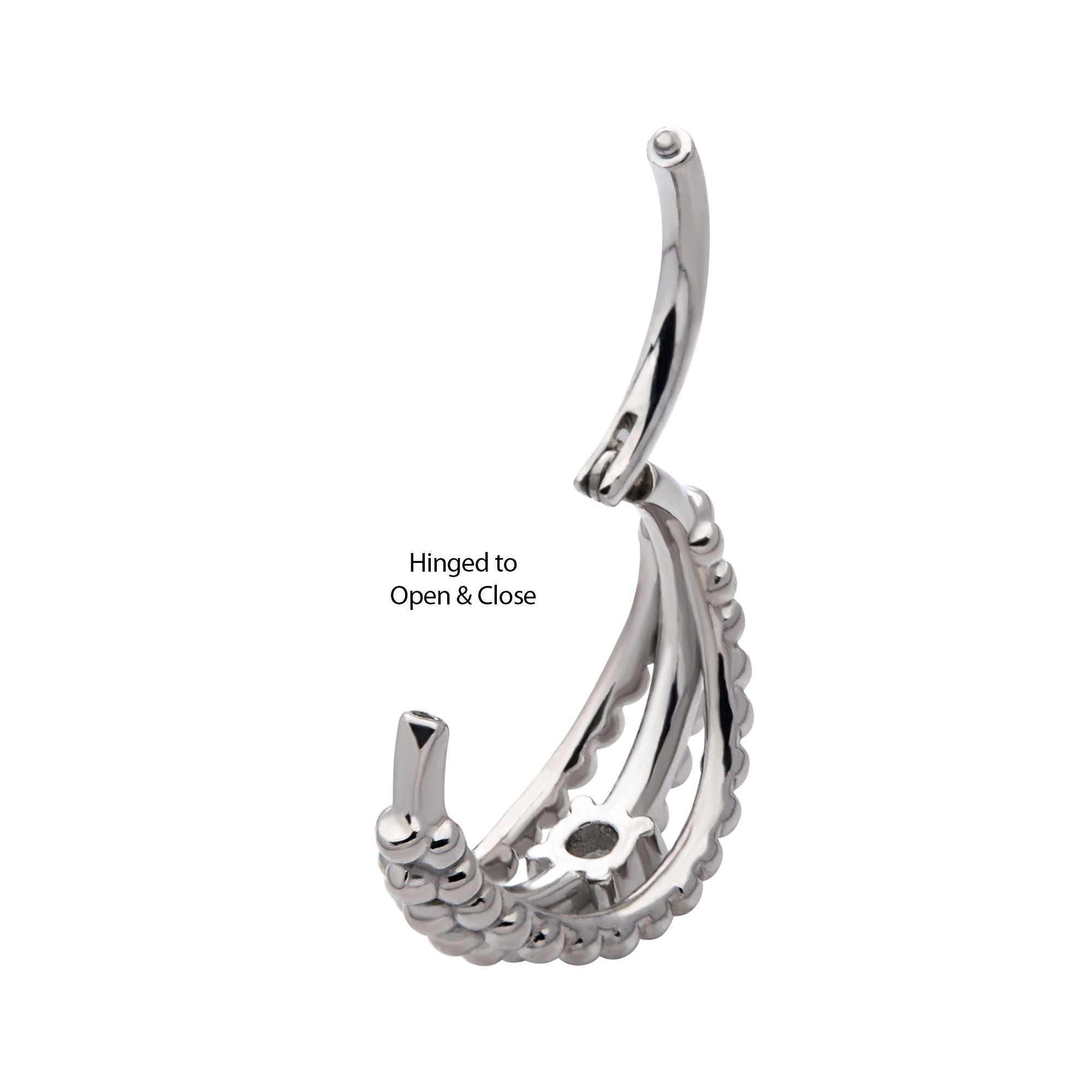 Clicker - Cartilage | Septum Surgical Steel Prong Set Single CZ Triple Stack Clustered Beads Side Facing Hinged Segment Clicker - 1 Piece -Rebel Bod-RebelBod
