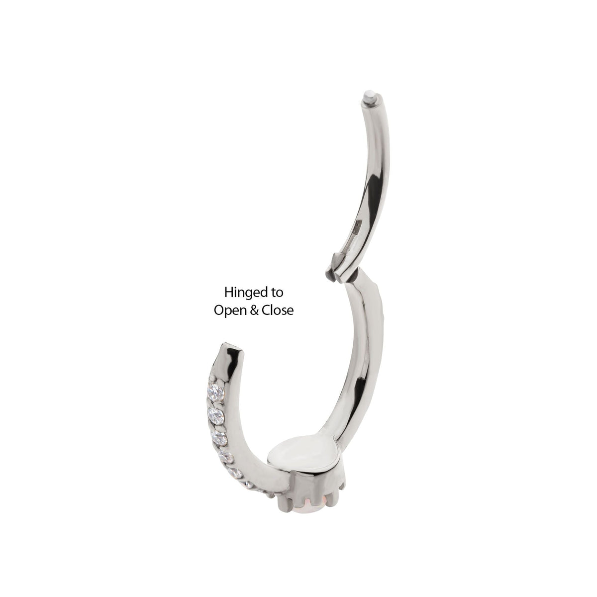 Clicker - Cartilage | Septum Surgical Steel Prong Set White Opal/ CZ Eternity Side Facing Hinged Segment Clicker - 1 Piece -Rebel Bod-RebelBod