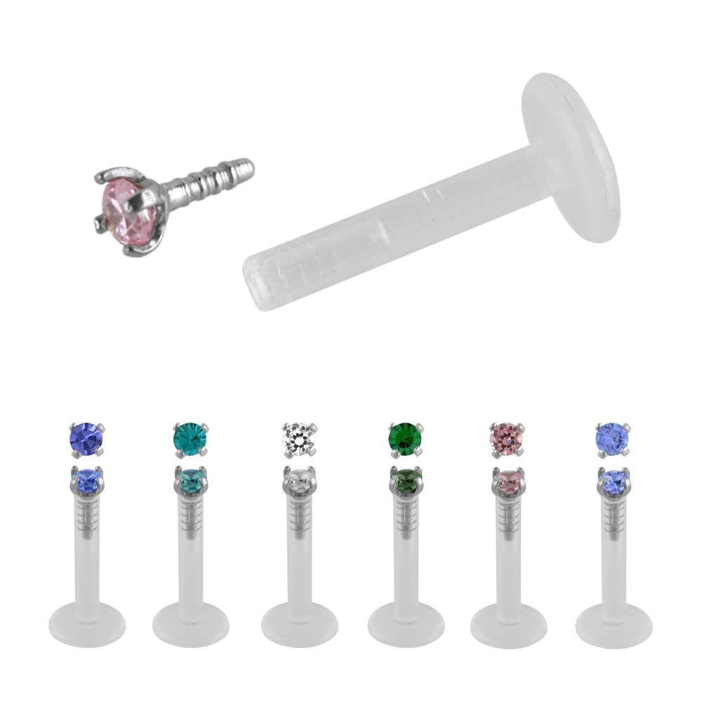 Push Fit Prong Set Gem Top Bio Pierce Labret Retainer sbvbiol42png - 1 Piece