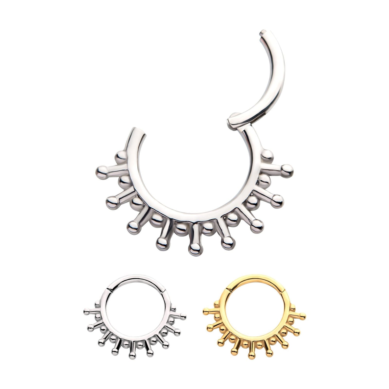 Clicker - Cartilage | Septum Surgical Steel Sun Rays Front Facing Hinged Segment Clicker - 1 Piece -Rebel Bod-RebelBod